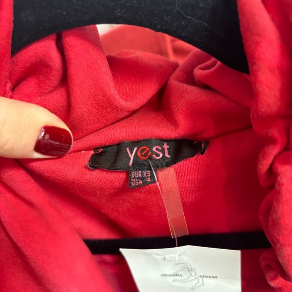 XS - Y2K Yest Red Ruched Ruffled Zip Up Jacket - Picture 5 of 5